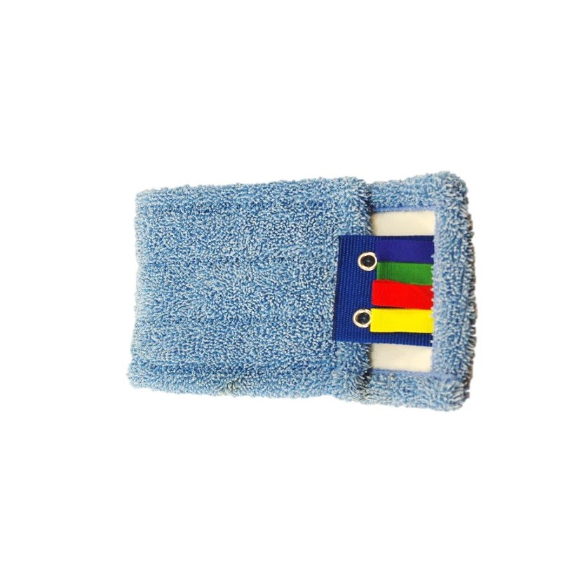 acheter frange de menage à poches microfibre bleu pour support de